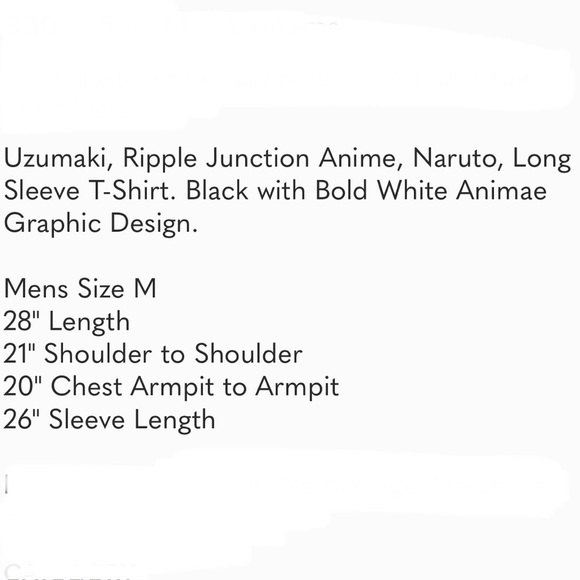 ๐ 6/$60, Uzumaki, Ripple Junction, Anime, Naruto, T Shirt, Black, Mens, Medium - Picture 6 of 7